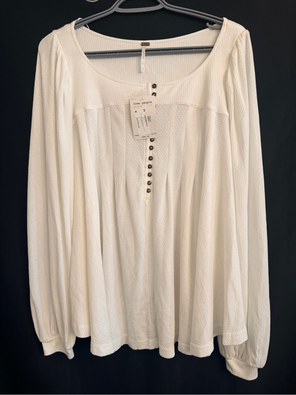 NWT Free People Devin Henley Top Ivory Size M $88